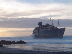 a ghostly ship lingers in ice